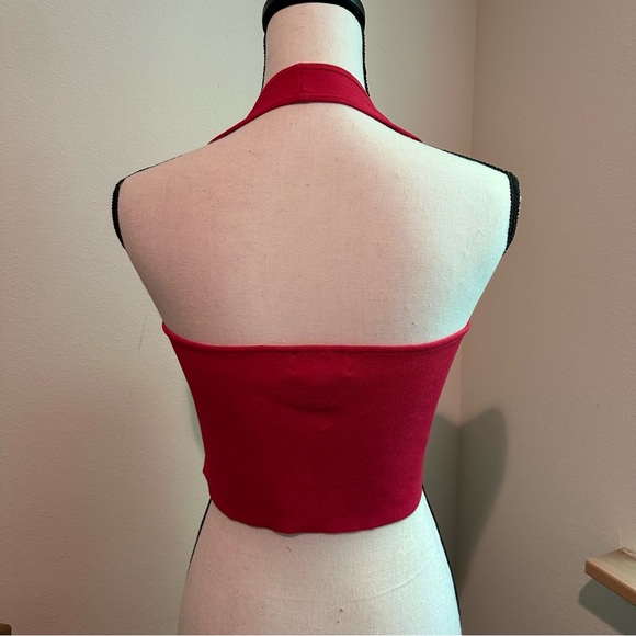 NWOT The Drop Women's Greta Fitted Square-Neck Halter Sweater Bralette in Red - Picture 6 of 6